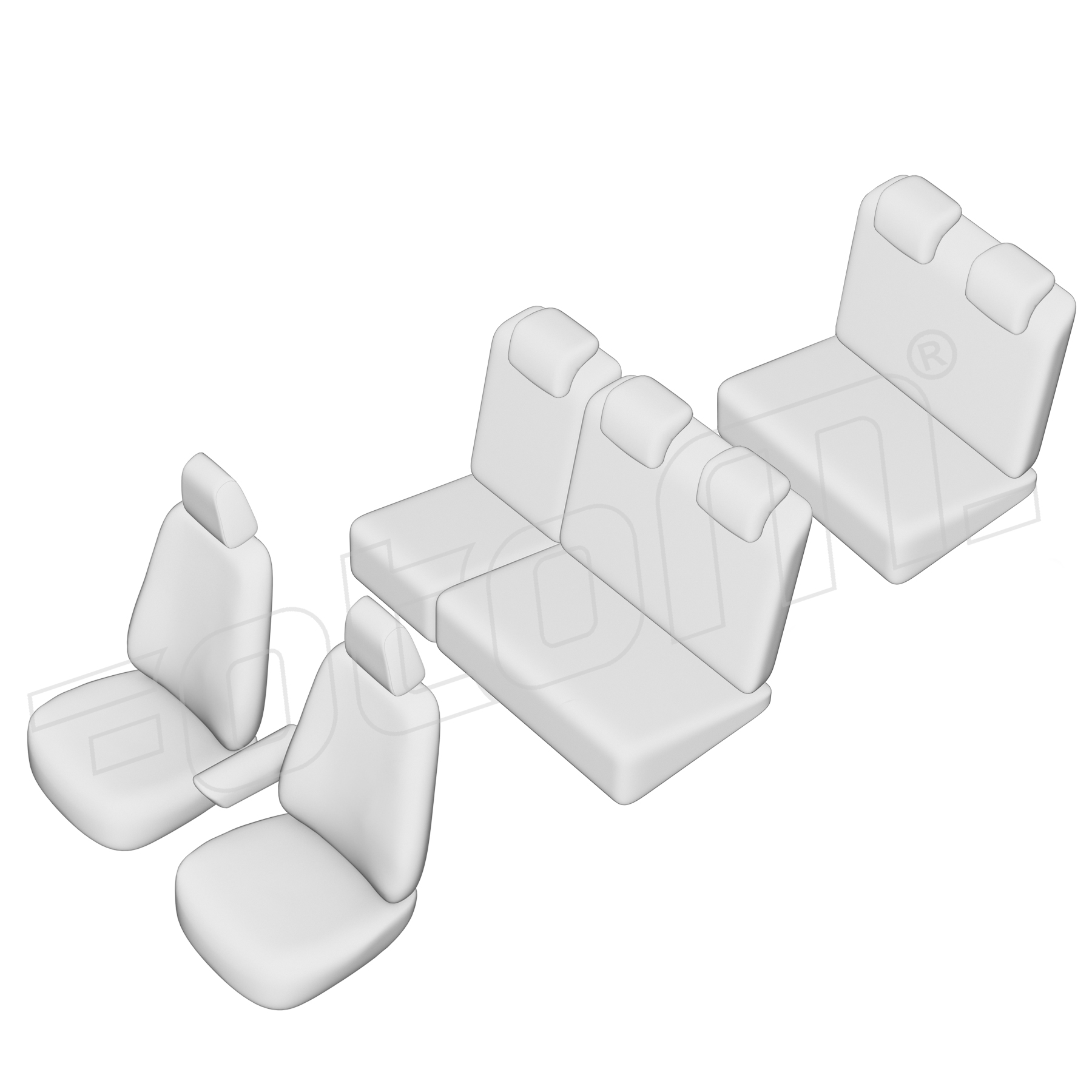 Stoelhoezen Dacia Lodgy 2012-heden, set van 7