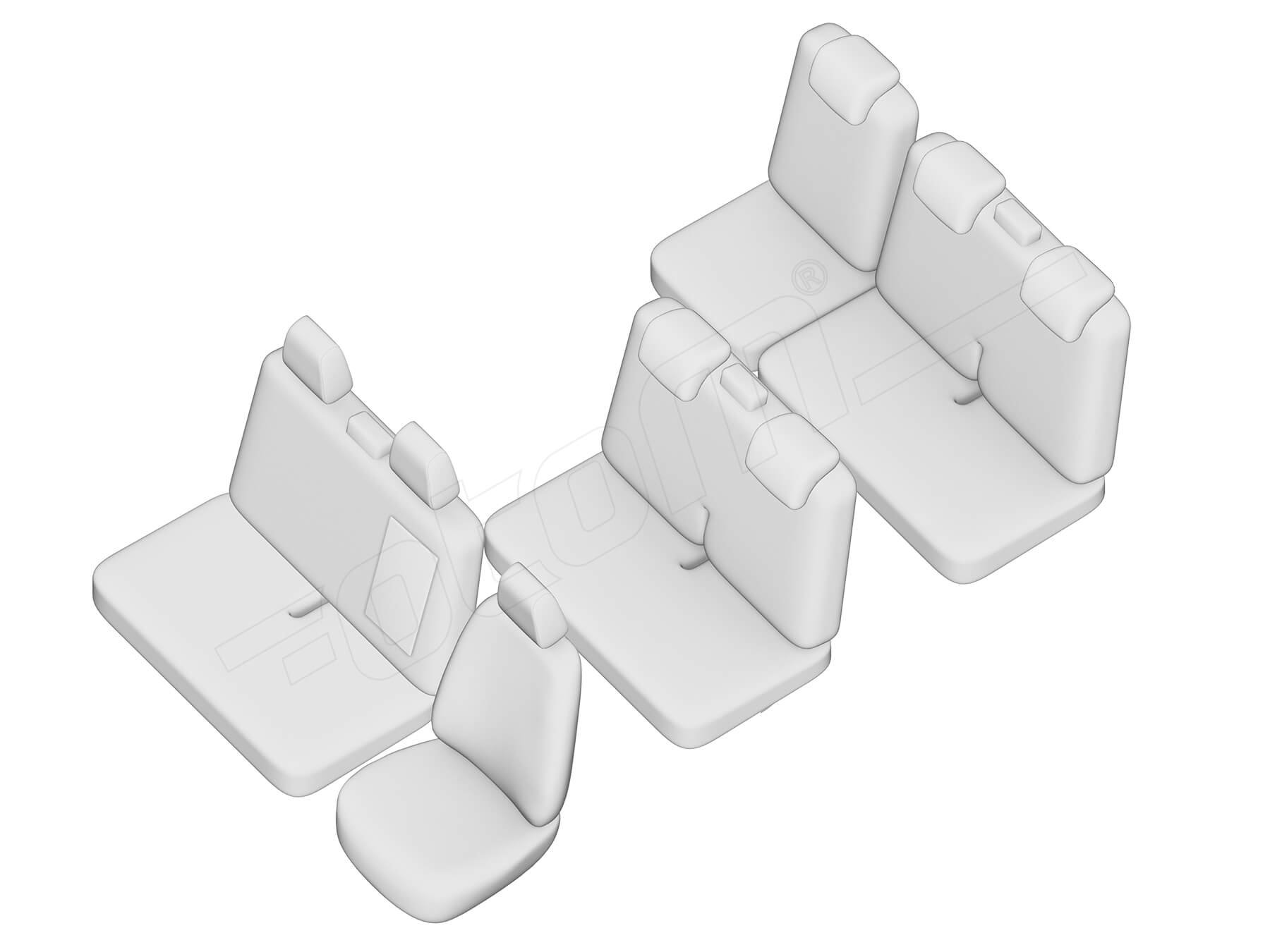 Stoelhoezen Fiat Scudo 2006-2016, set van 8
