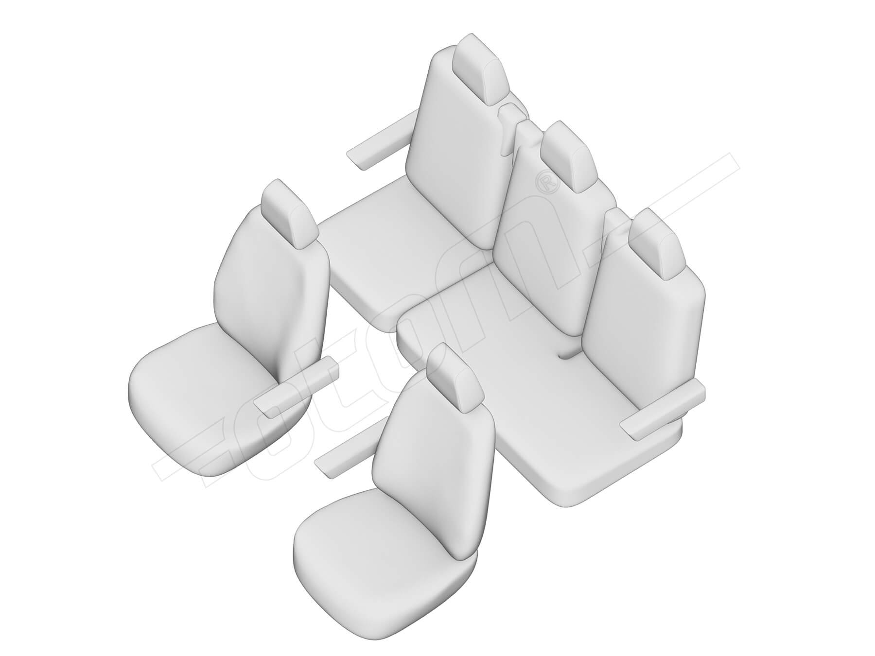 Stoelhoezen Mercedes-Benz Vito 2003-2014, set van 5