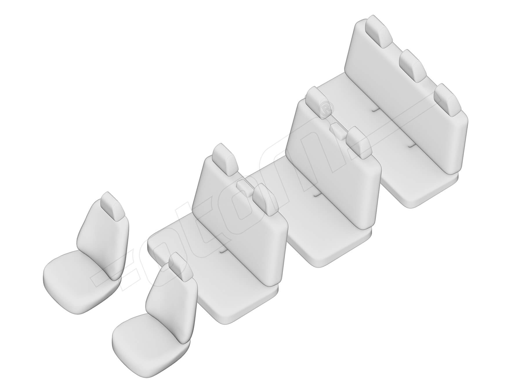 Stoelhoezen Opel Vivaro 2001-2014, set van 9