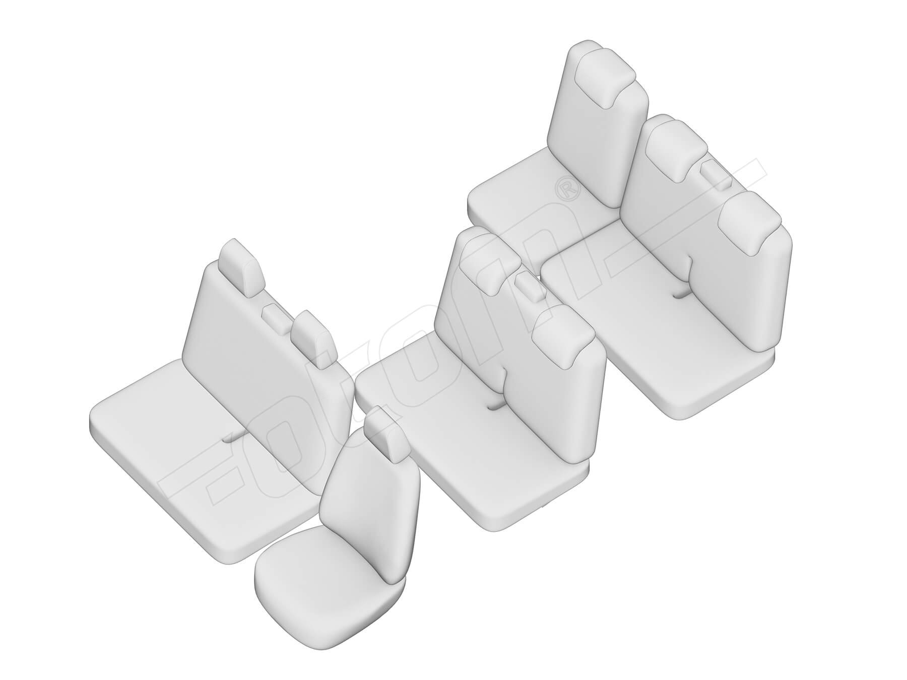 Stoelhoezen Peugeot Expert 2007-2016, set van 8