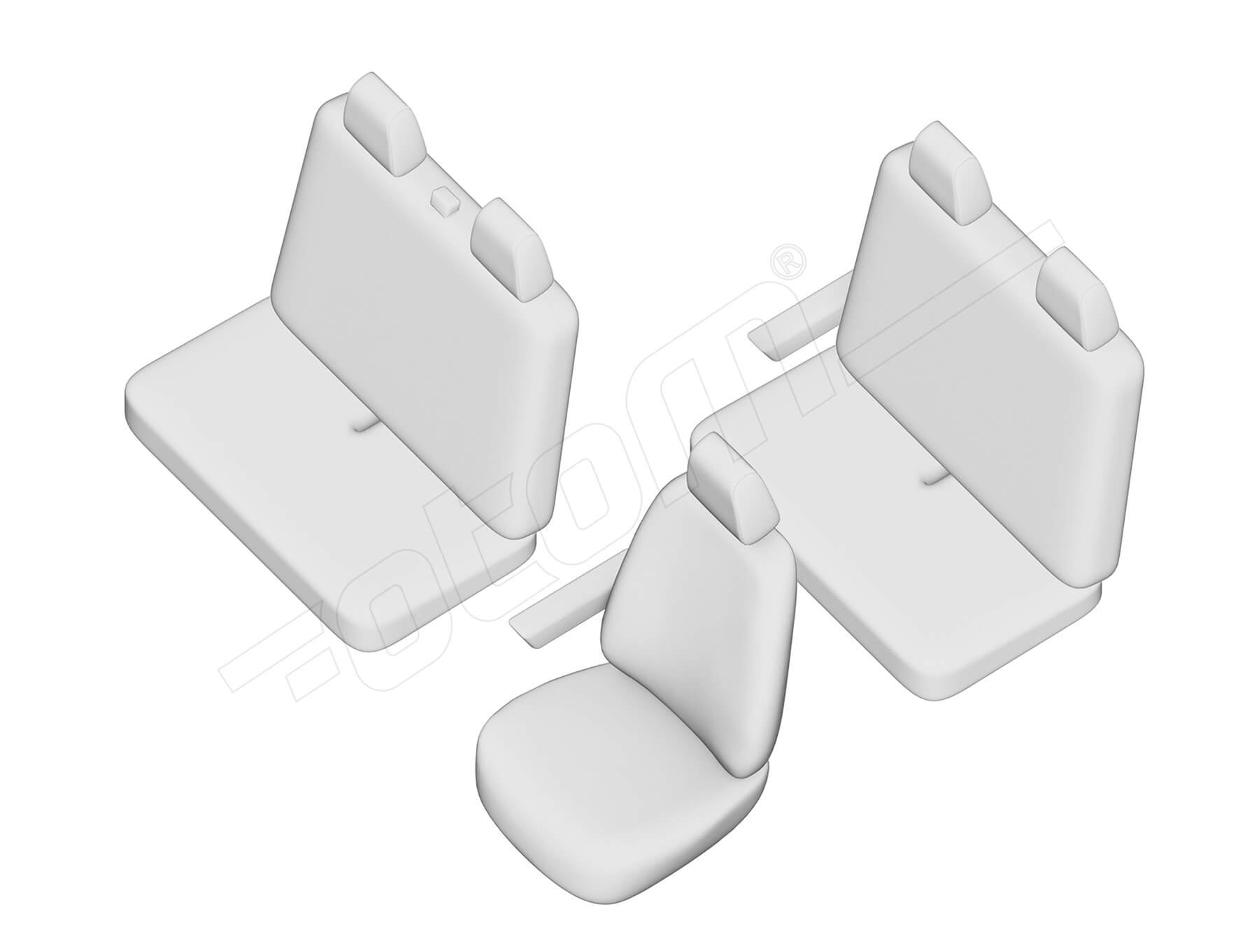 Stoelhoezen Volkswagen Transporter T4 1992-2003, set van 5