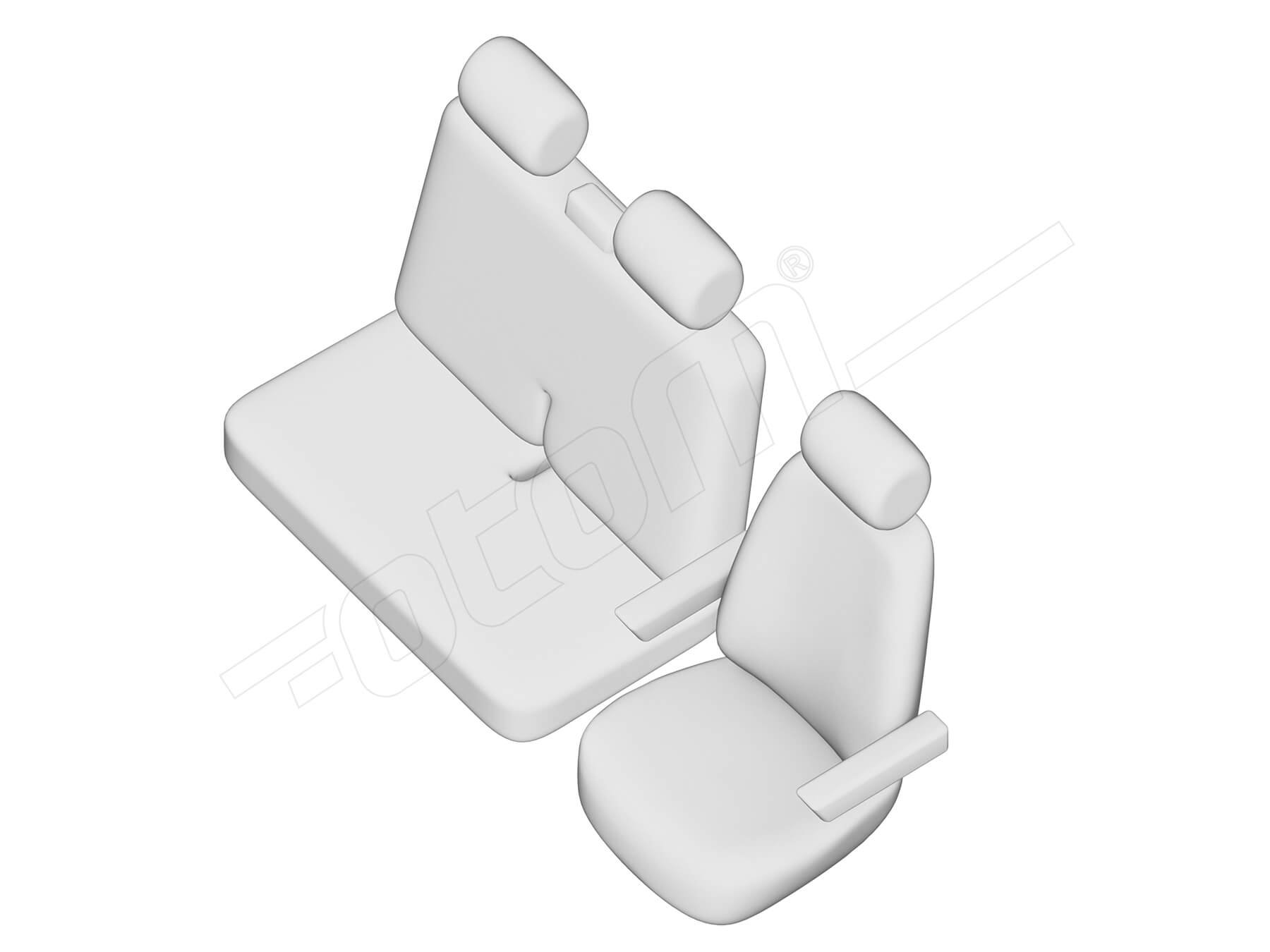 Stoelhoezen Volkswagen Transporter T5 2004-2015, set van 3