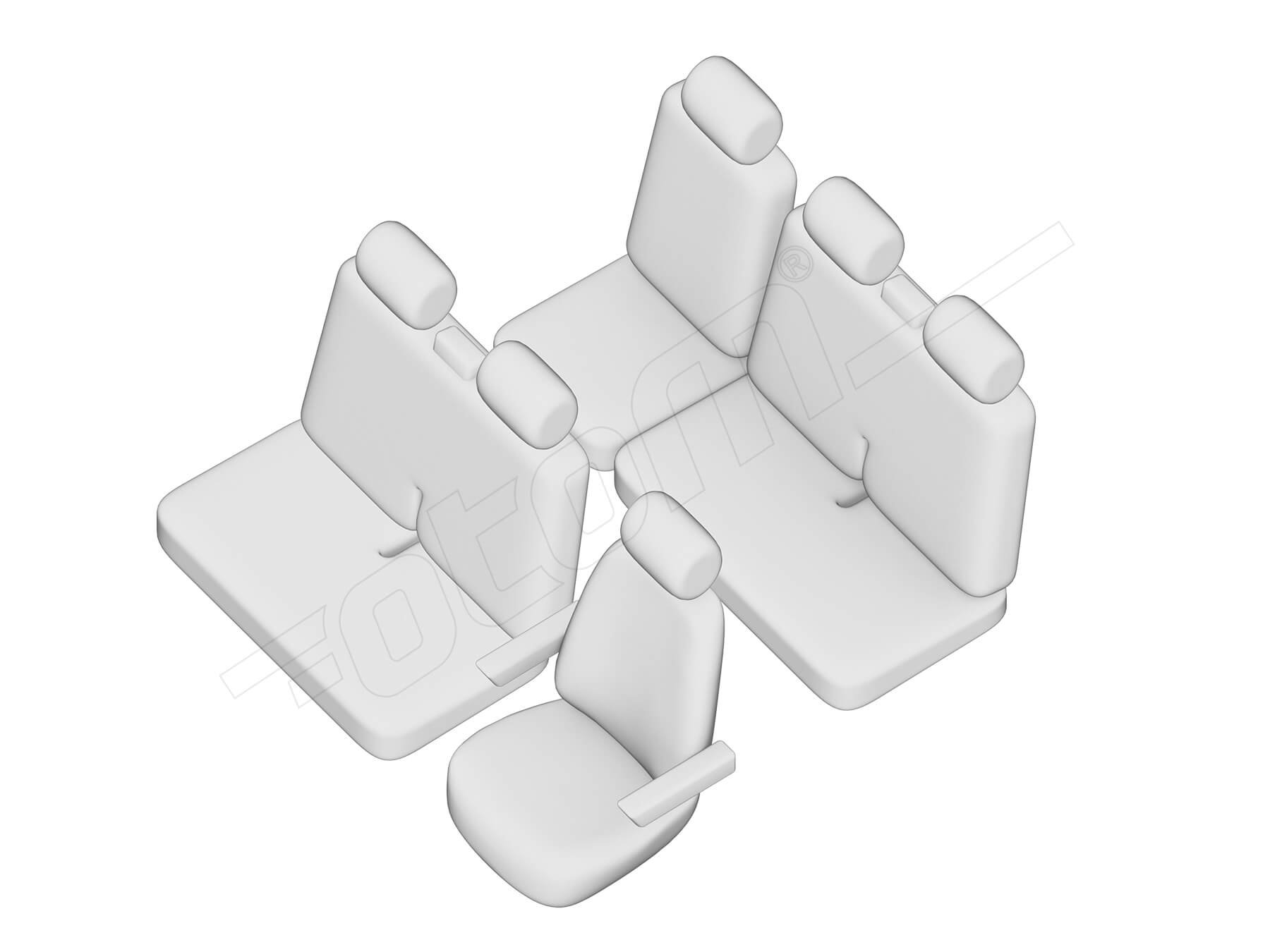 Stoelhoezen Volkswagen Transporter T5 2004-2015, set van 6