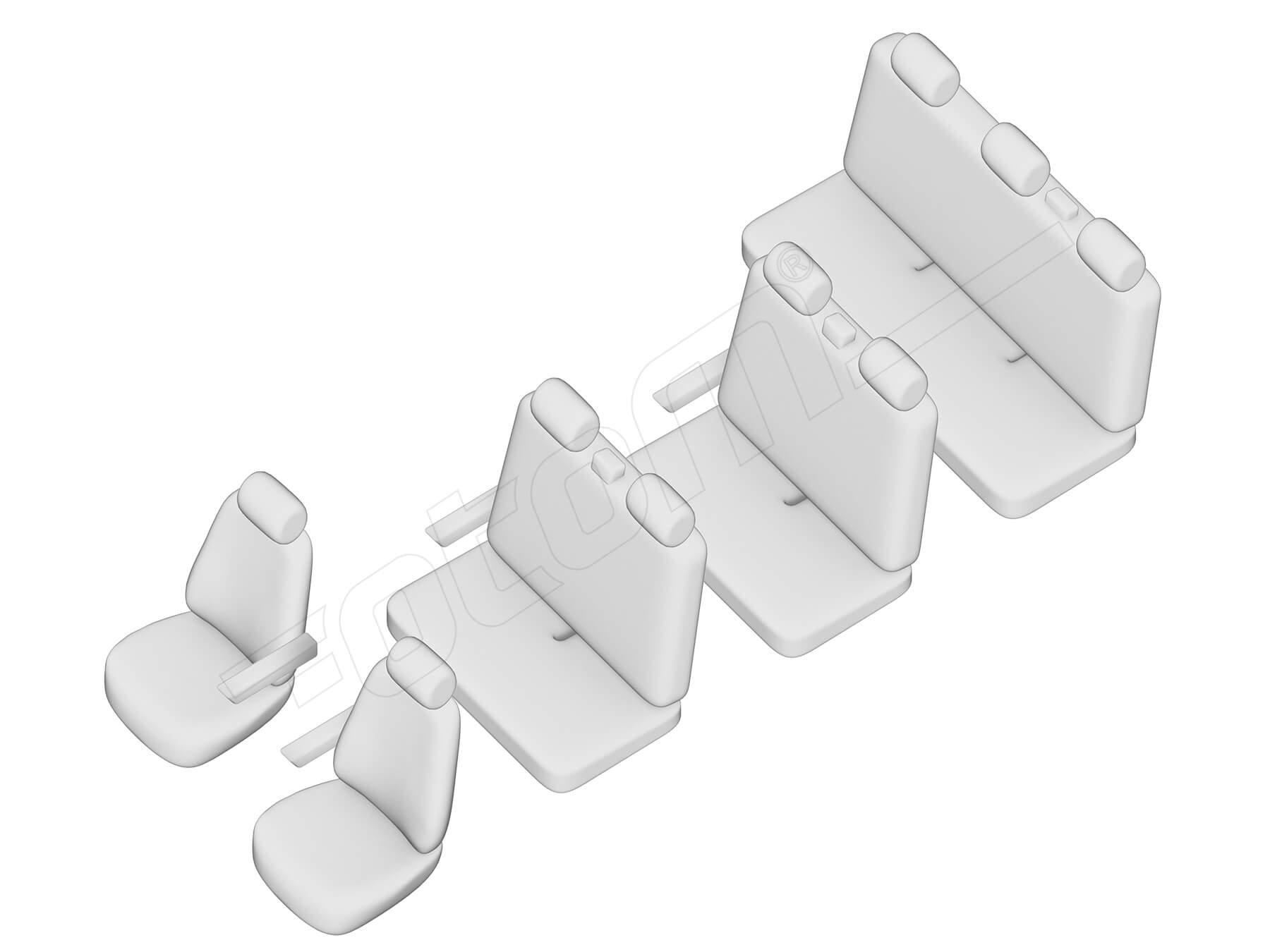 Stoelhoezen Volkswagen Caravelle T-5 2004-2015, set van 9