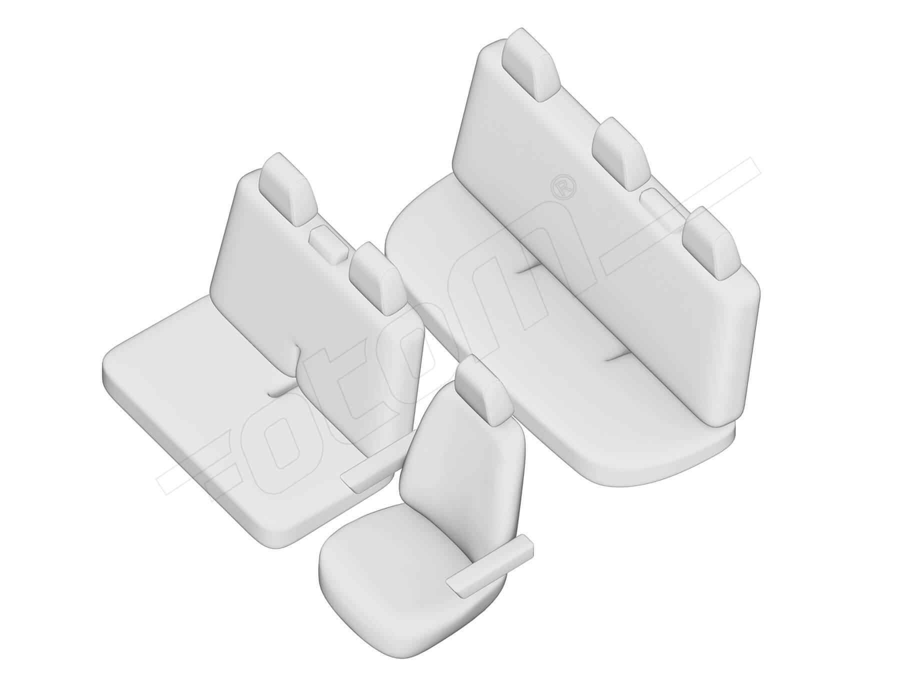 Stoelhoezen Volkswagen Transporter T5 2004-2015, set van 6
