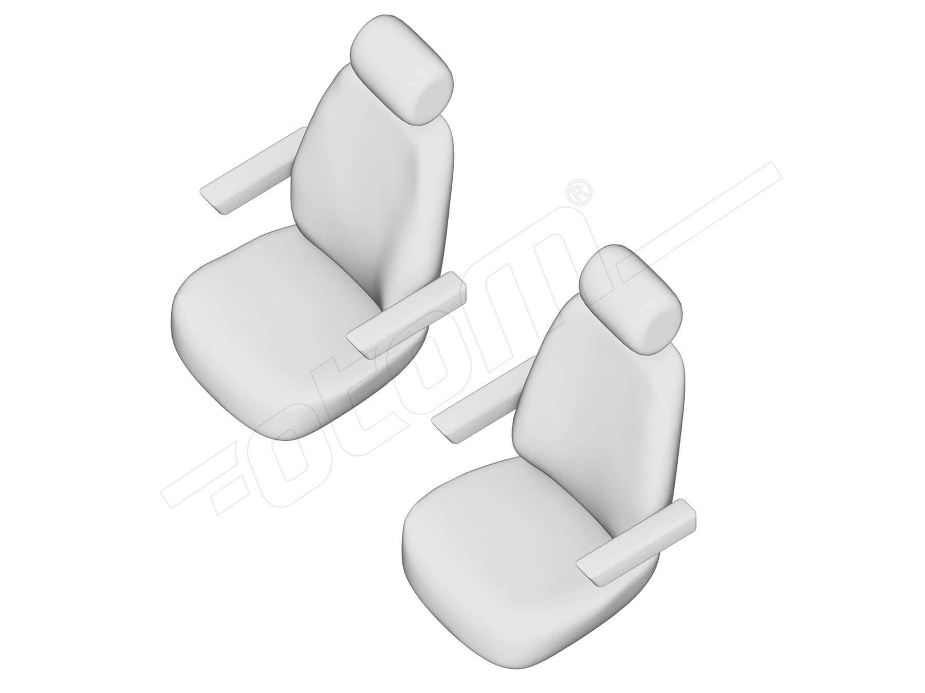 Stoelhoezen Volkswagen Transporter T5 2004-2015, set van 2